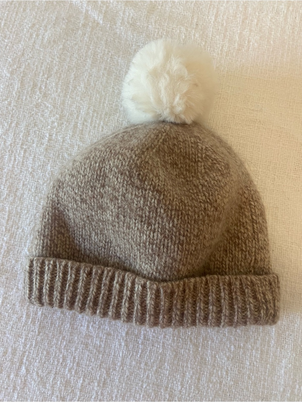 L.L. Bean Kids Knit Pom Hat in Brown and Cream - Picture 1 of 5